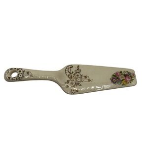 Vintage Floral Ceramic Transferware Cake Server Pie Spatula Dessert Cottage Core